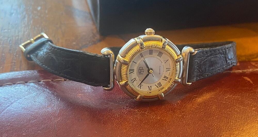 Women's 27mm Two Tone PHD Watch, Black Leather Band